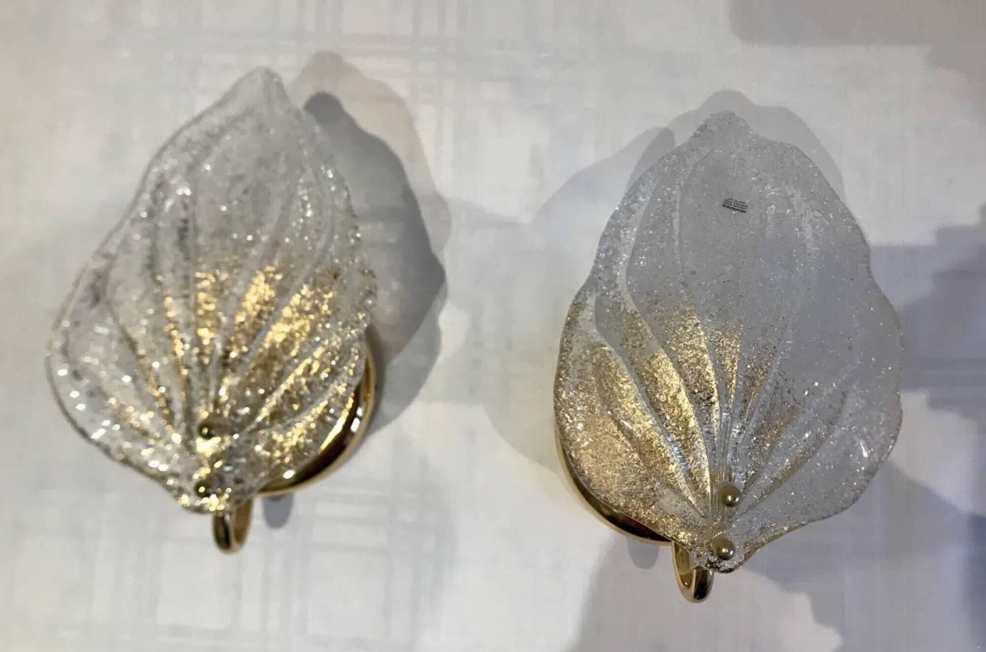 Paire d’appliques feuille verre Murano