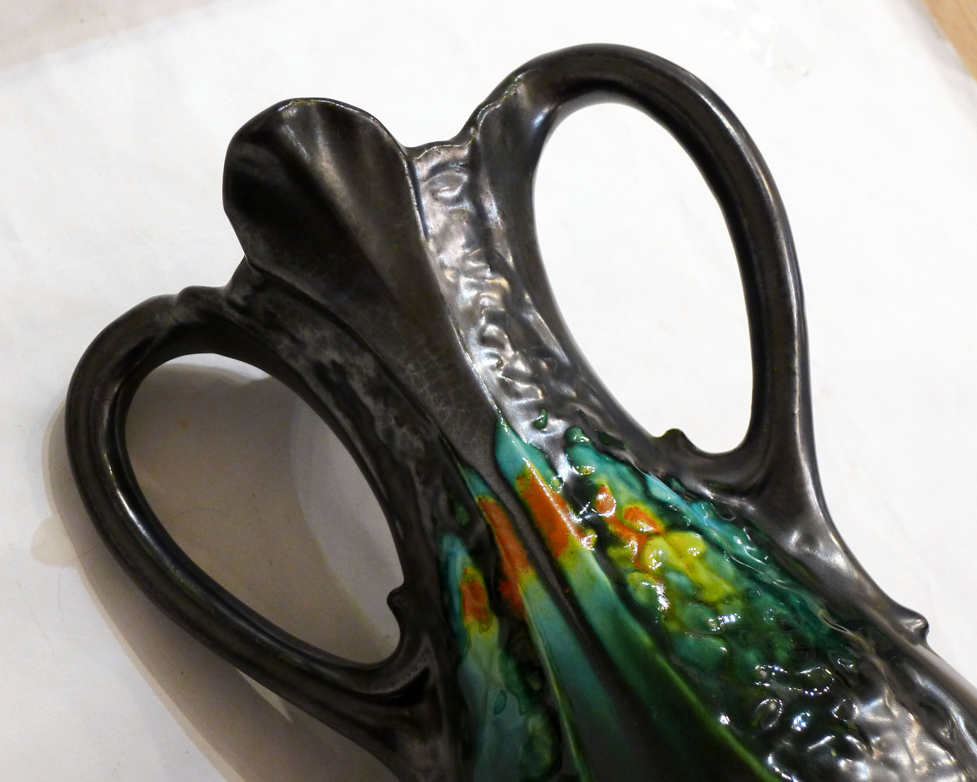 Amphora vase in metallic stoneware