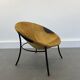 Italian Tan Suede and Black Leather Saucer Chair