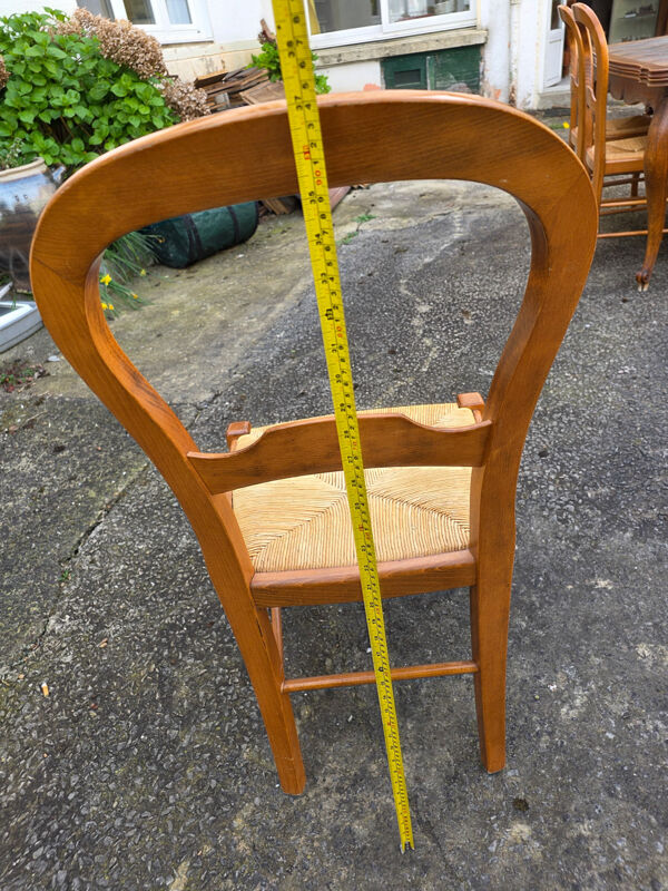 Suite de 6 chaises paillées en merisier - années 60