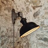 Pair of vintage black enameled metal wall sconces adjustable