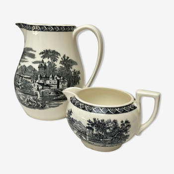 Pitcher and creamer in Wedgwood porcelain model "Lugano"