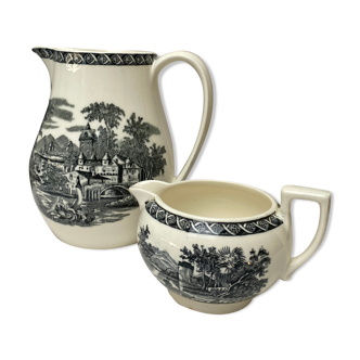 Pichet et crémier en porcelaine Wedgwood modèle "Lugano"