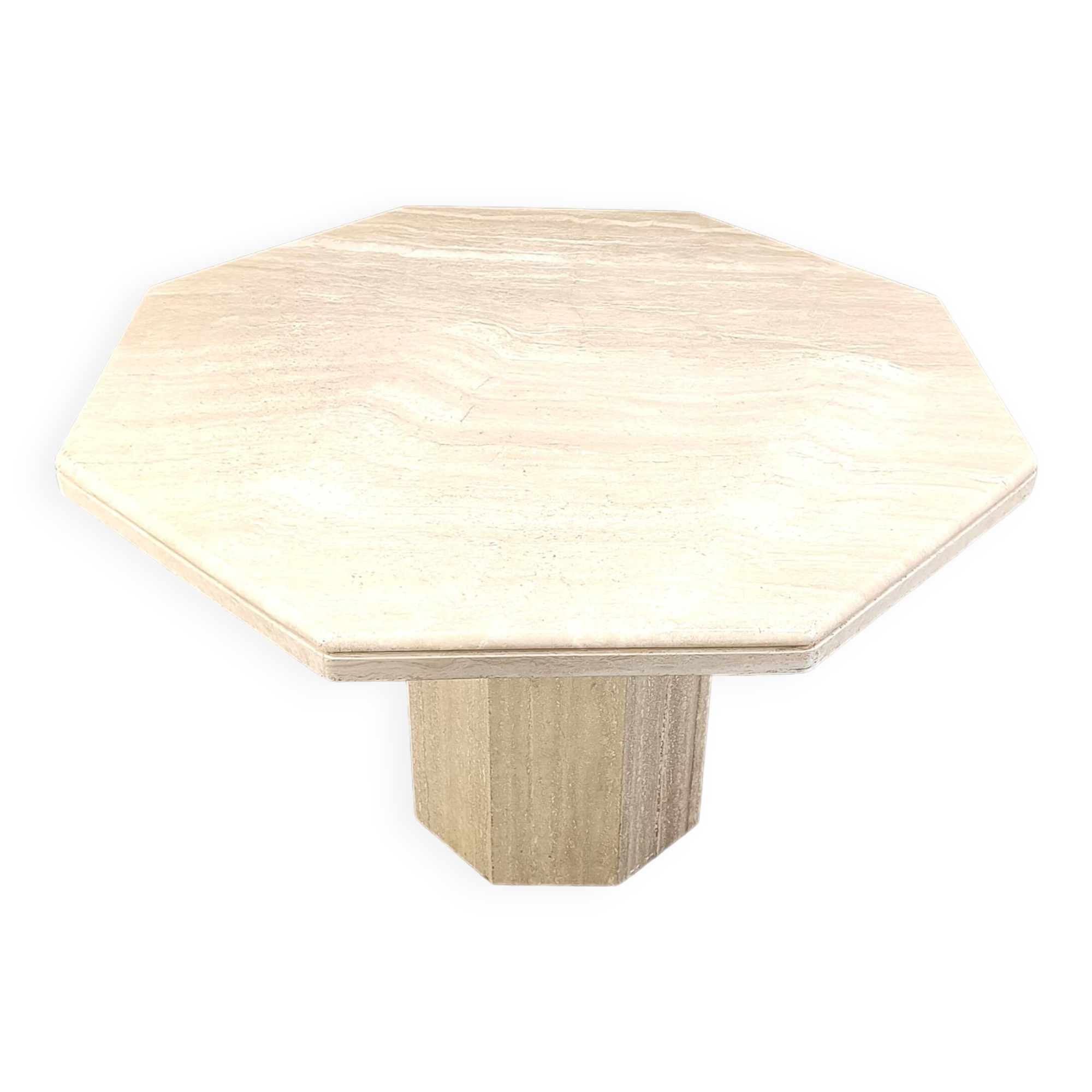 Octogonal italian travertine dining table 1970s