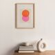 Abstract painting on paper - fluorescent pink and orange - signed eawy