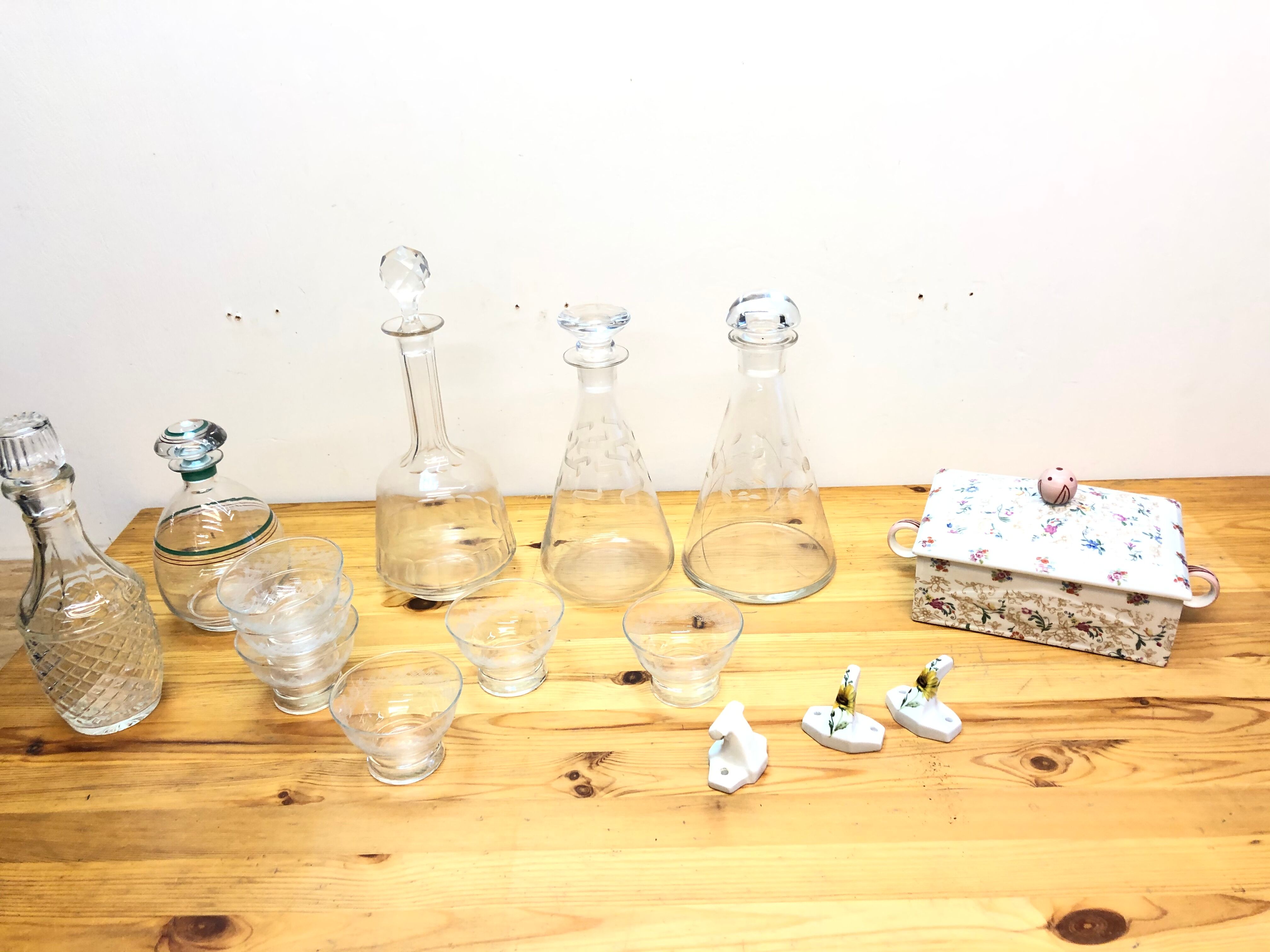 3 patères wall-makeers ceramic porcelain floral vintage 60 Samaritan France