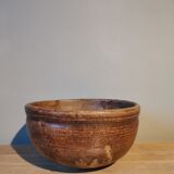 Vintage stoneware salad bowl signed La Hulotte Caylus