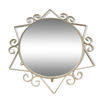 Miroir style Matégot 1950/60 en fer forgé peint