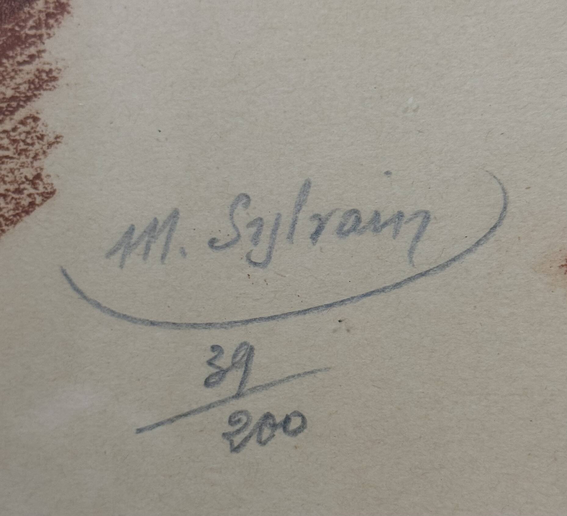 Painting / nude by Mr. Sylvain: red chalk from the Art Deco period signed around 1940