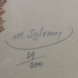 Painting / nude by Mr. Sylvain: red chalk from the Art Deco period signed around 1940