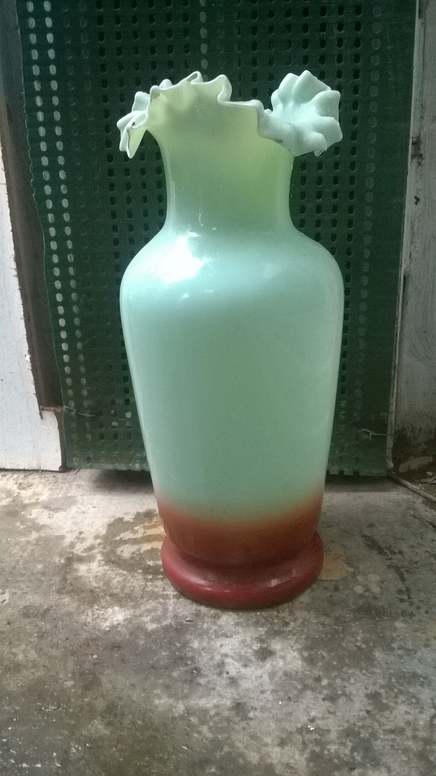 Enamelled vase in opaline