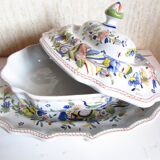 Compotier, soup tureen, vegetable dish in Rouen earthenware
