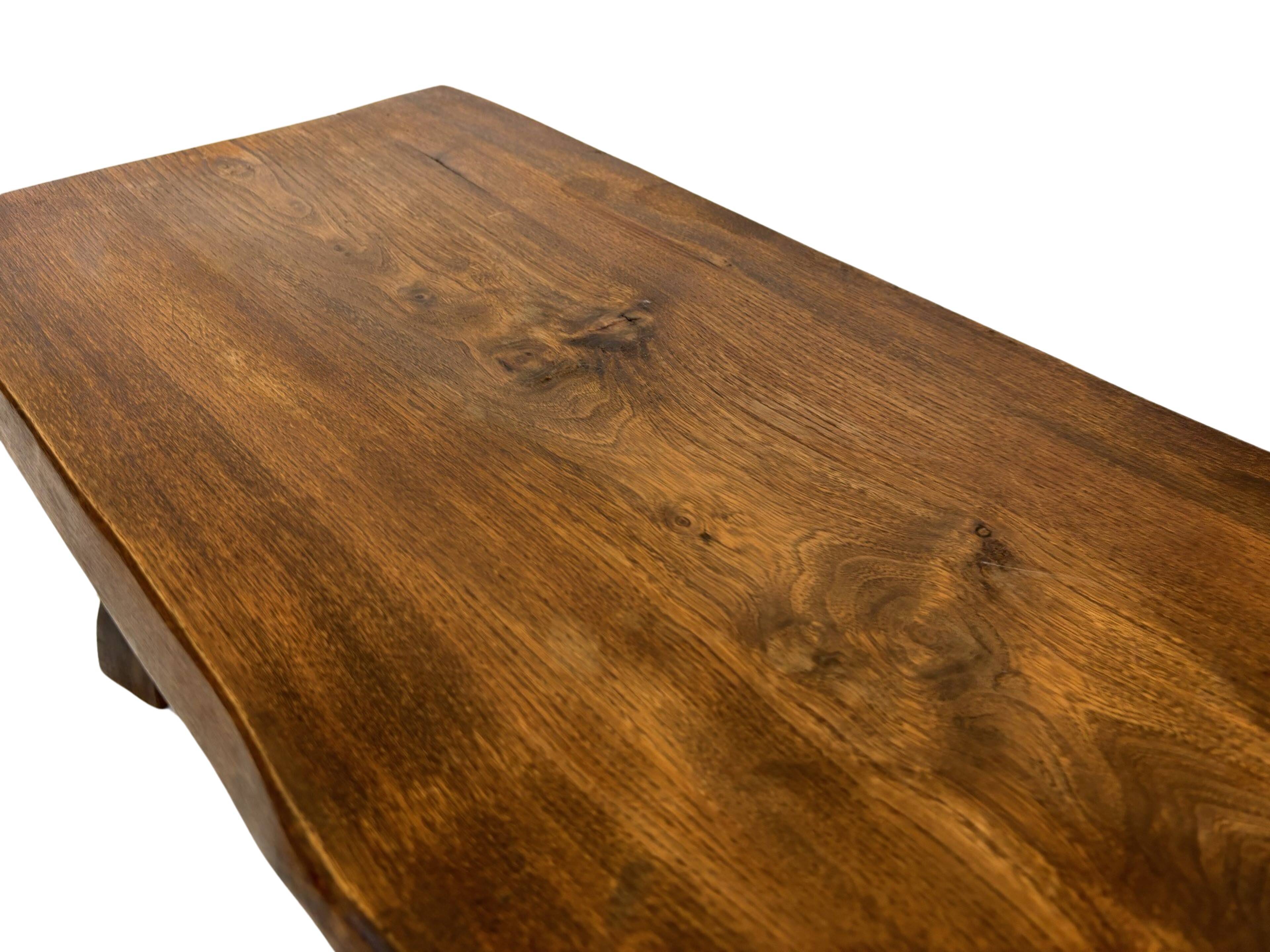 Vintage brutalist side table minimalistic design in dark wood