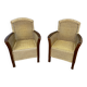 pair of Colonial-style wood and rattan seats