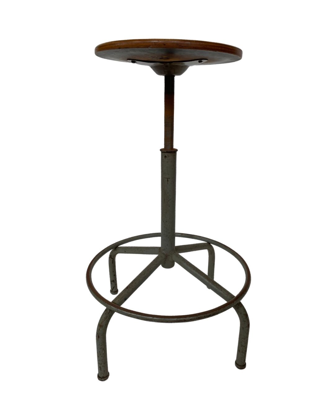 Vintage industrial workshop stool work stool adjustable in height 60's design