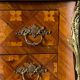 Pair of bedside tables Louis XV style marquetry with shamrocks and XXth bronze