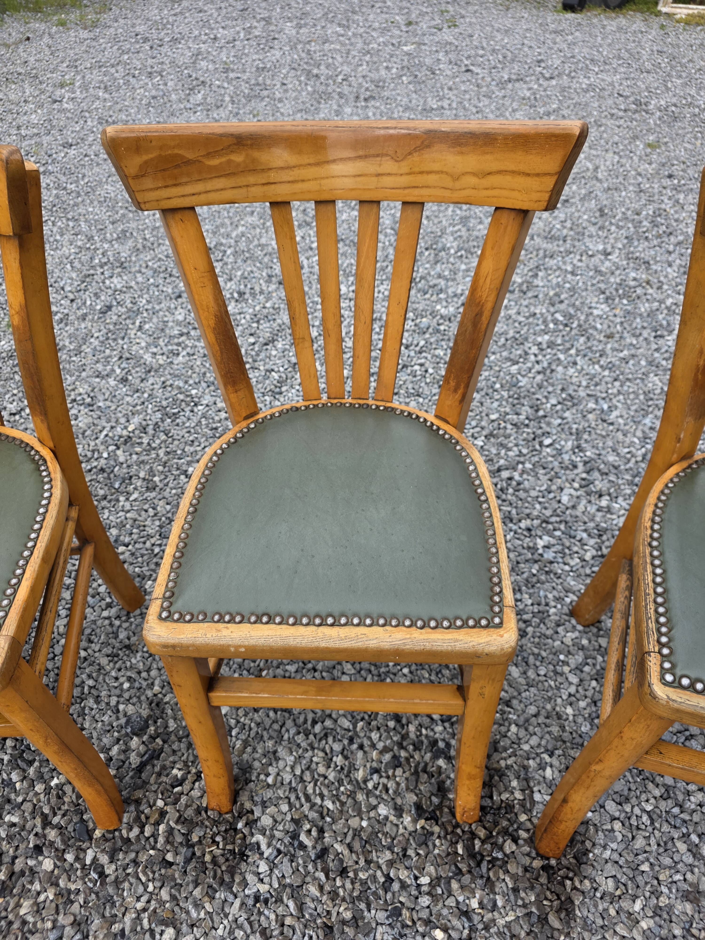 6 bistro chairs in solid oak, 1920s