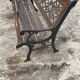 Garden bench in wood and cast iron from the 80s