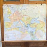Historical school geographic map of France and Europe