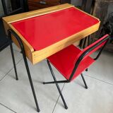 Vintage red children's desk and chair set