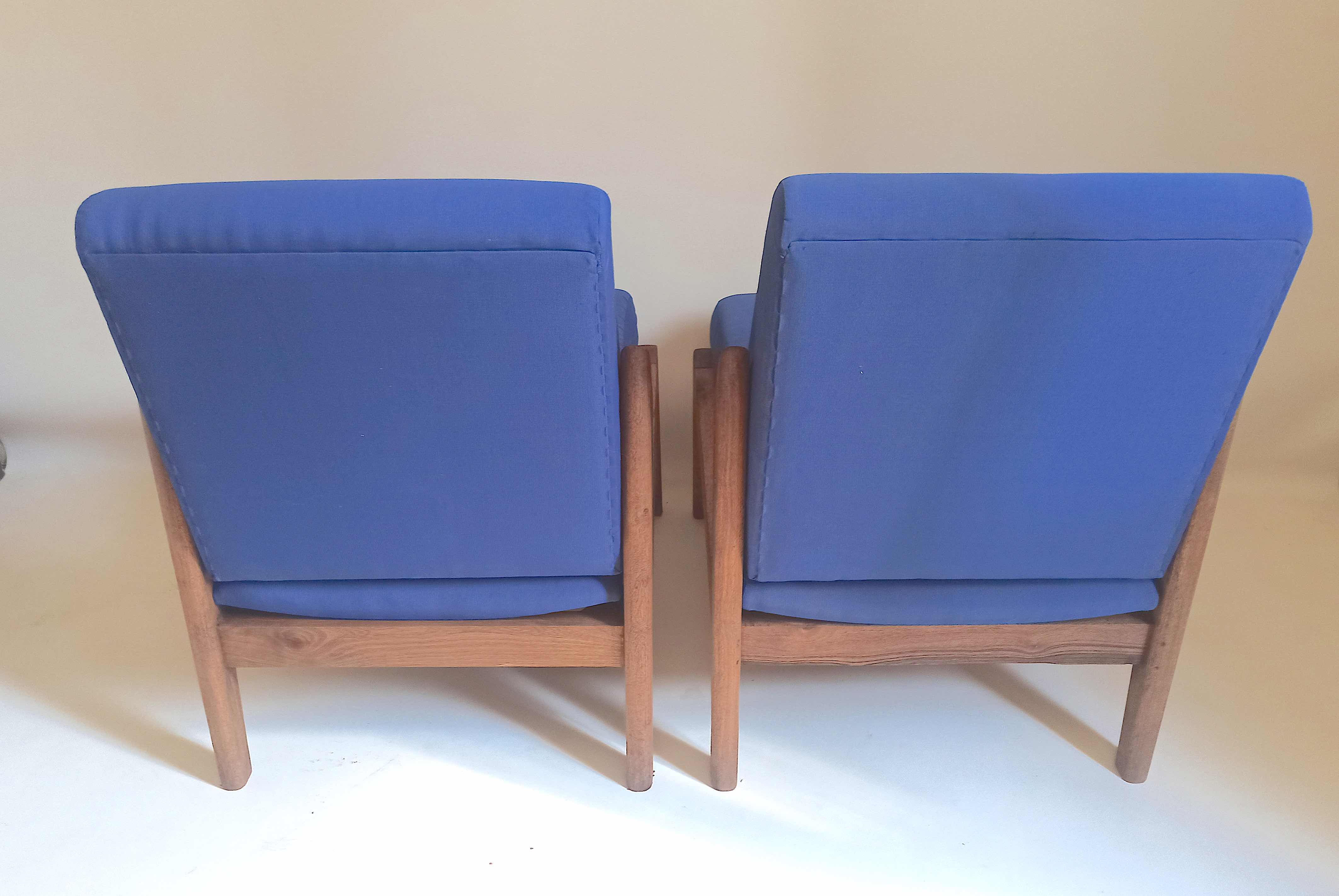 Pair of solid teak armchairs 50s