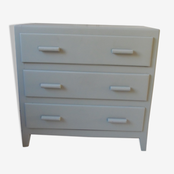 Vintage chest of drawers green gray waxed finish