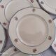Set of 6 dessert plates in Badonviller earthenware decoration pink and blue border