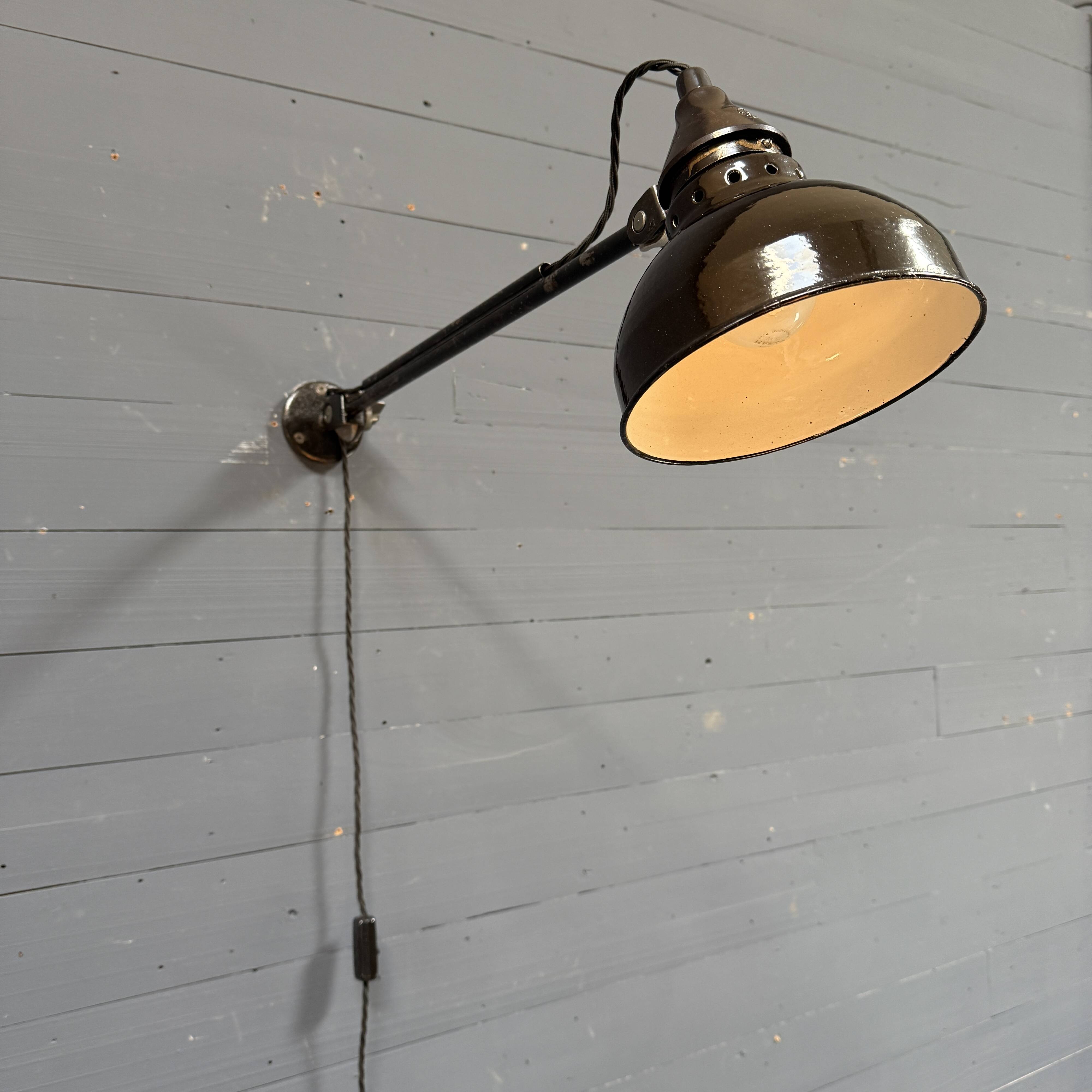 Early Rademacher wall lamp with large enamel shade