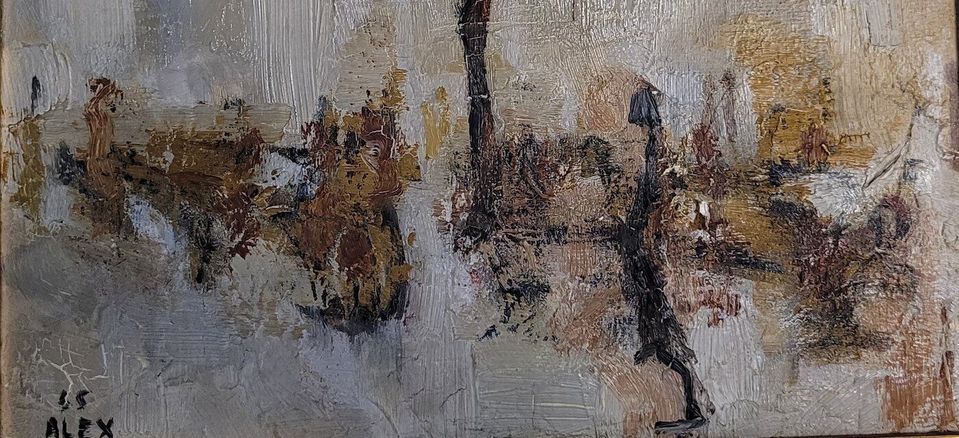 Painting by Alex Grigg "winter in central park -1965"