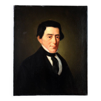 Portrait d'un élégant gentilhomme - Peinture à l'huile du XIXe siècle