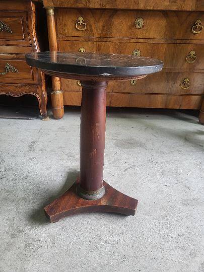 Small empire pedestal table or sellette in mahogany with marble top