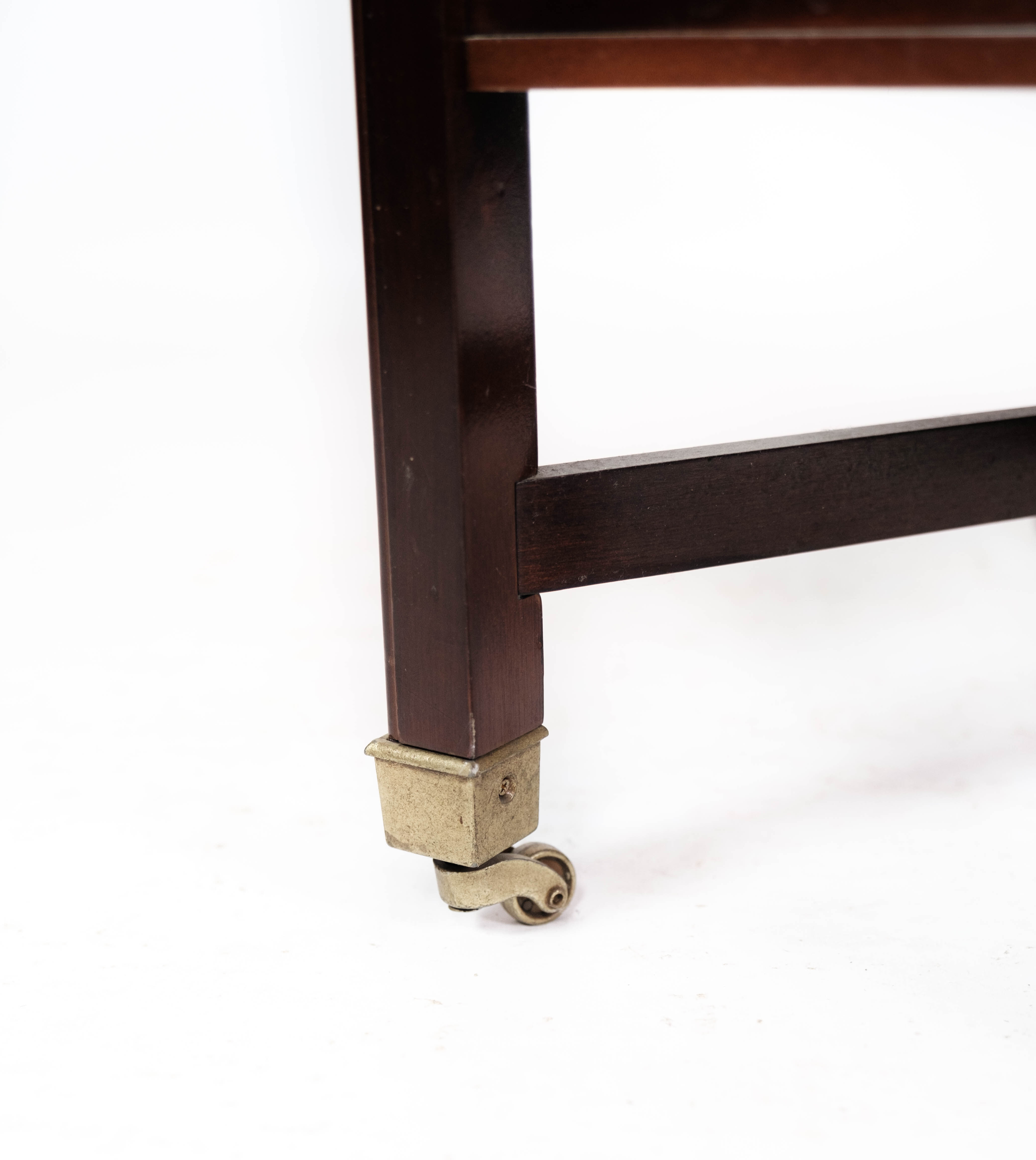 Newspaper holder of mahogany decorated with brass of Danish design, 1960s