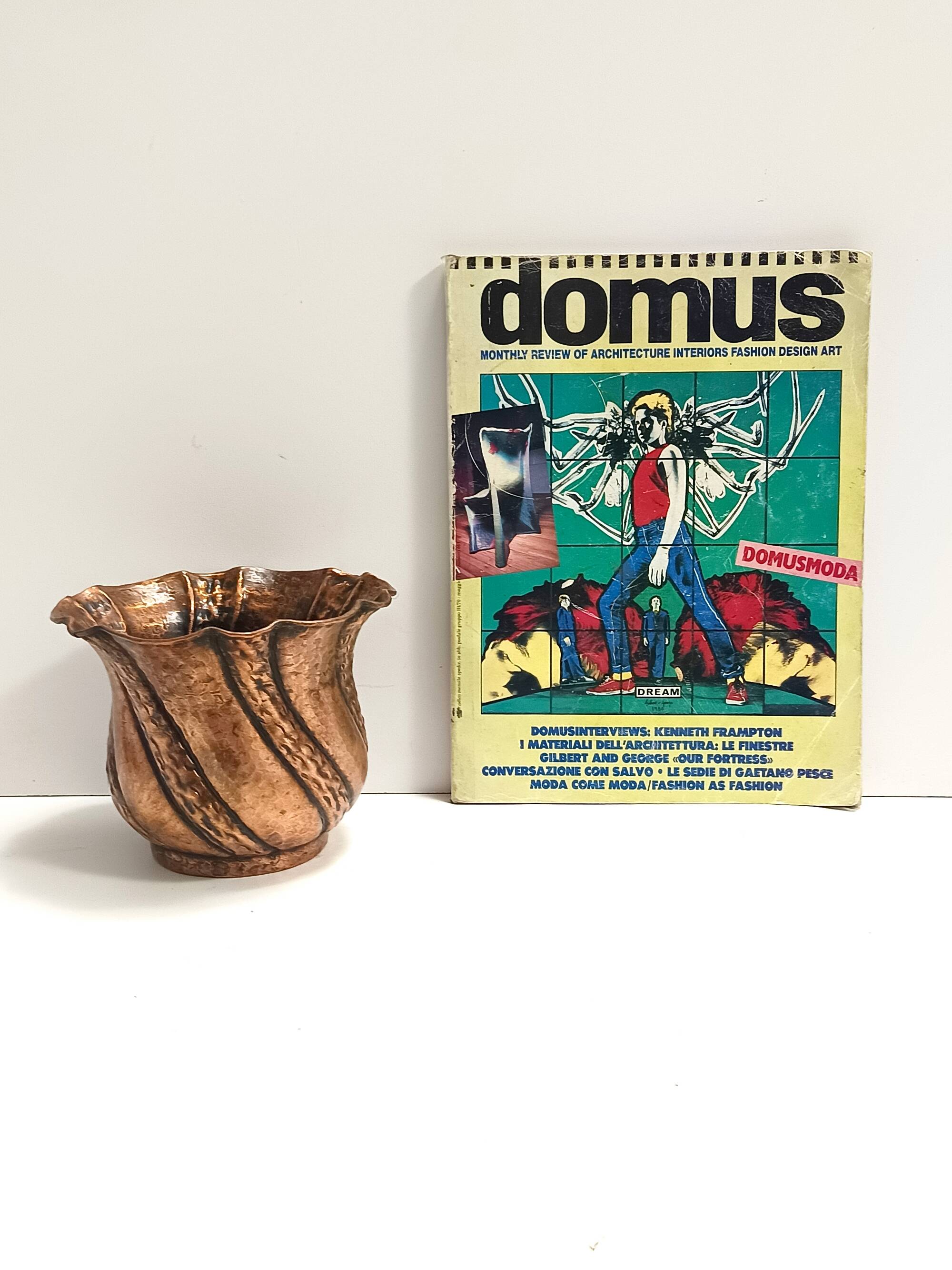 Round Embossed Copper Cachepot / Vase attr. to Egidio Casagrande, Italy