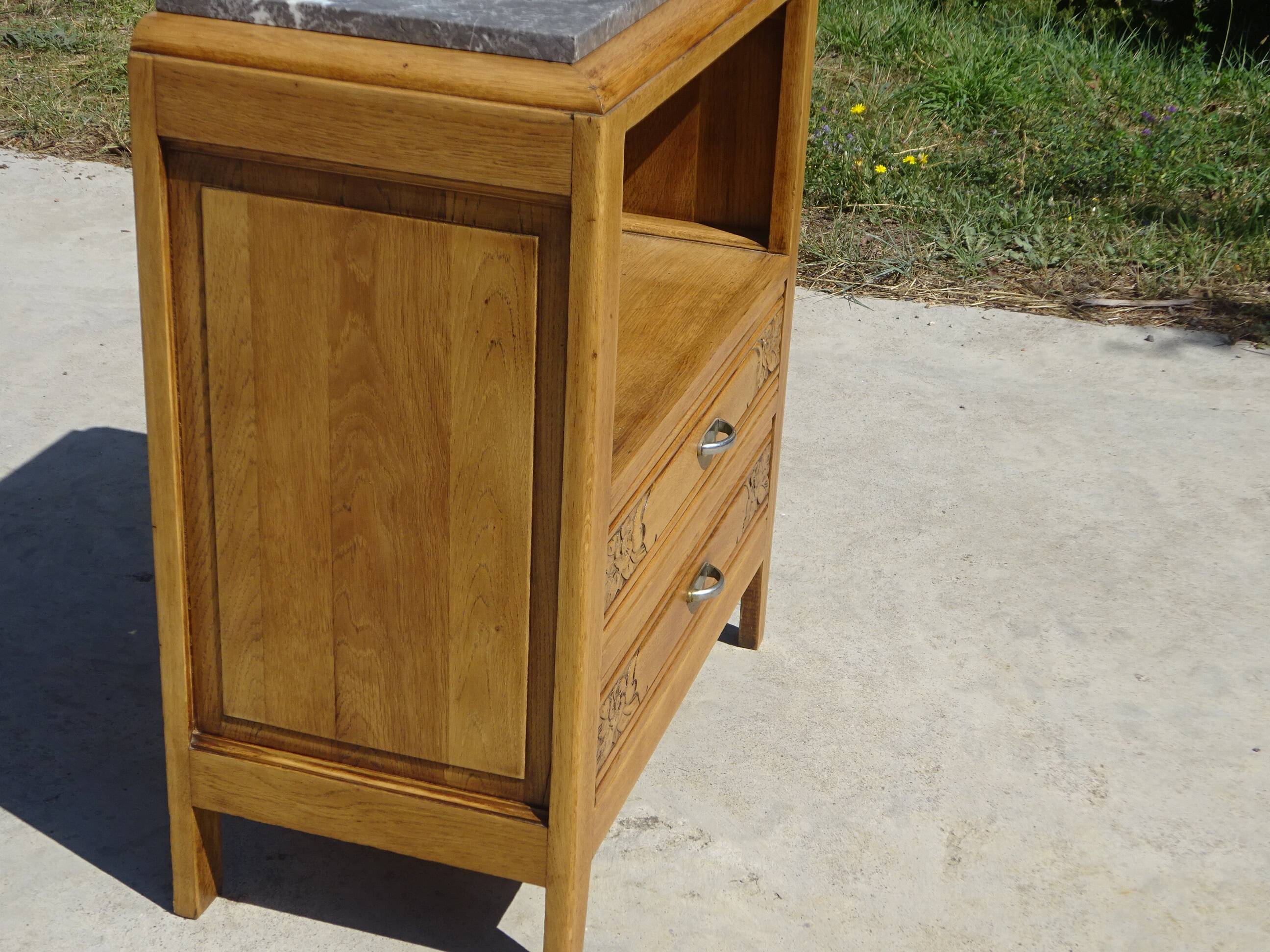 Art Deco bedside table in oak, restored