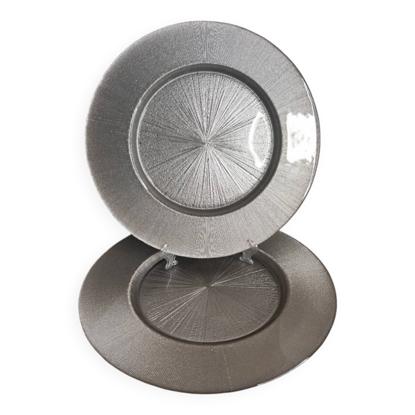 Assiettes plates argenté