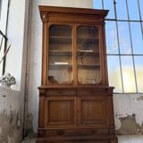 Old XL Napoleonic oak glass bookcase, 19th century