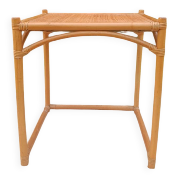 Table basse vintage en rotin et osier