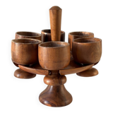 Wooden egg cups on a stand