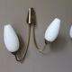 Paire d'appliques doubles vintage laiton & opaline