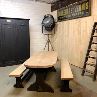 Monastery-style craft table and two benches