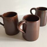 3 mugs grès du marais vintage