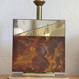 Large Vintage lamp base in elm burl and gilded brass