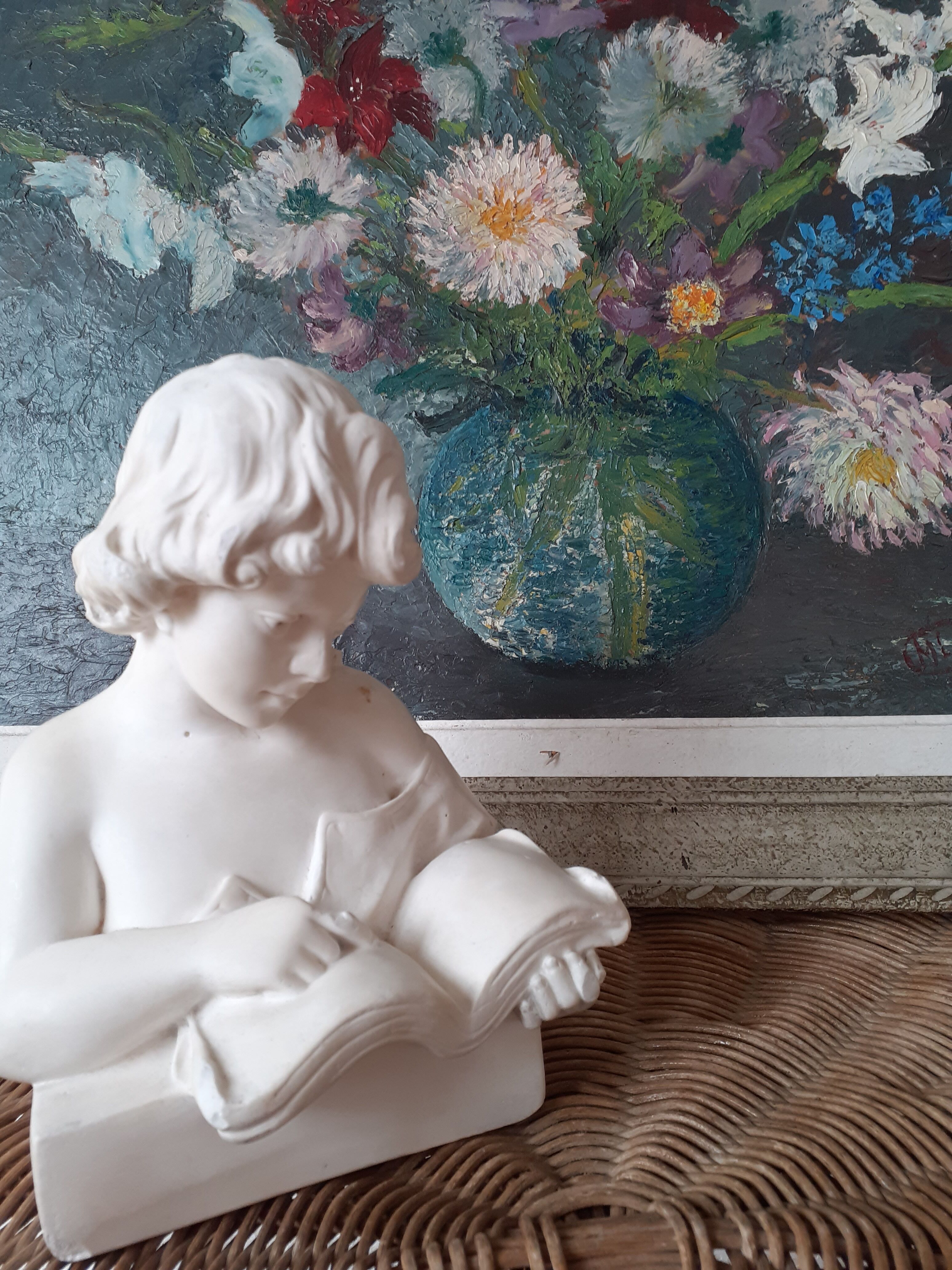 Table bouquet of flowers dahlias gladiolus