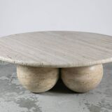 Circular travertine coffee table