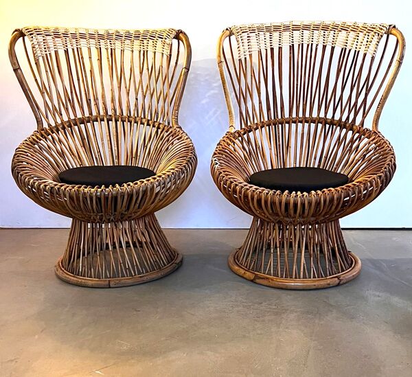 Paire de fauteuils Margherita design Franco Albini éditées par Bonacina