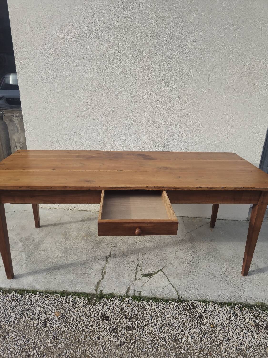 Rustic farmhouse table in solid cherry wood 19th century - 1m91.5
