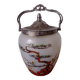 frosted glass cookie bucket with Japanese decoration. Art Nouveau