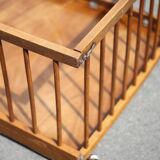 Folding wooden baby park on wheels, vintage park