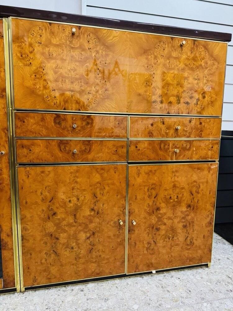 High Sideboard in Radica and Gilded Metal, 1970s