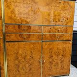High Sideboard in Radica and Gilded Metal, 1970s